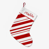 Candy Cane Stripes Gepersonaliseerde naam Kleine Kerstsok (Voorkant (Hangend))