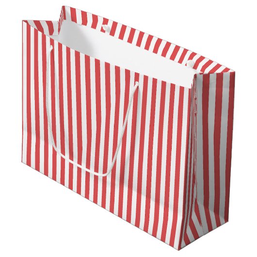 Candy Cane Stripes Gift Bag - Groot, glanzend Groot Cadeauzakje (Voorkant Gekanteld)