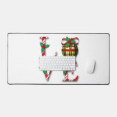 Candy Cane Stripes Holly Berries houdt van Kerstmi Bureaumat (Keyboard & Muis)