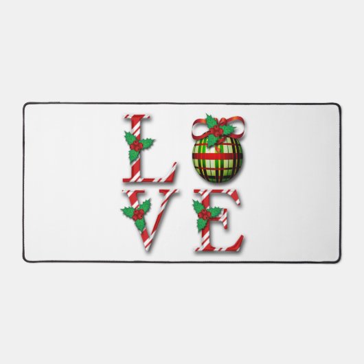 Candy Cane Stripes Holly Berries houdt van Kerstmi Bureaumat (Voorkant)