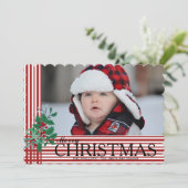 Candy Cane Stripes Horizontale Photo Holiday Card Feestdagenkaart (Staand voorkant)