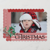 Candy Cane Stripes Horizontale Photo Holiday Card Feestdagenkaart (Voorkant / Achterkant)