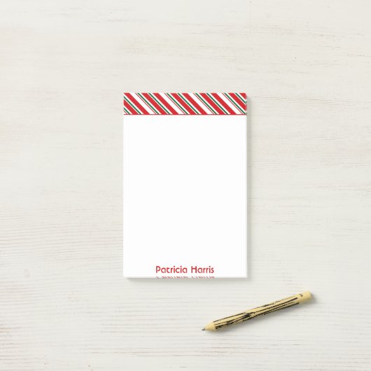 Candy Cane Stripes | Kerstmis Post-it® Notes (Op bureau)