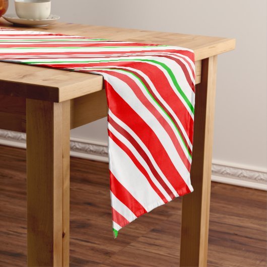 Candy Cane Stripes kerstrood wit groen Medium Tafelloper (Voorbeeld)