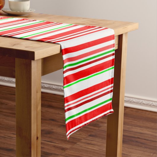 Candy Cane Stripes kerstrood wit groen Medium Tafelloper (Voorbeeld)