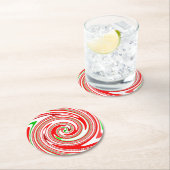 Candy Cane Stripes kerstrood wit groen Ronde Kartonnen Onderzetter (Insitu)