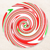 Candy Cane Stripes kerstrood wit groen Ronde Kartonnen Onderzetter (Voorkant)