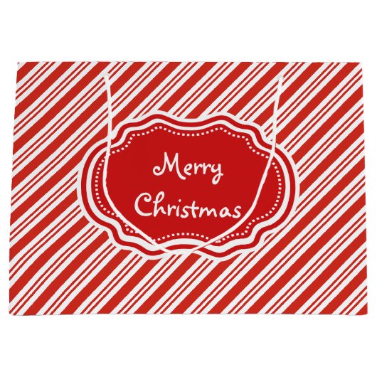 Candy Cane Stripes Large Cadeautasje (Voorkant)