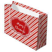 Candy Cane Stripes Large Cadeautasje (Voorkant Gekanteld)
