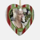 Candy Cane Stripes Memorial Hartfoto Kerst Keramisch Ornament (Rechts)