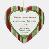 Candy Cane Stripes Memorial Hartfoto Kerst Keramisch Ornament (Achterkant)