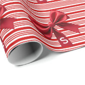 Candy Cane Stripes Red Bow Festive Christmas  Cadeaupapier (Rol Hoek)