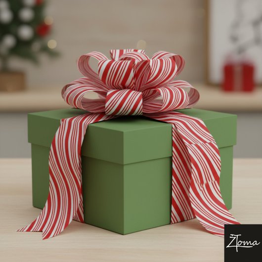 Candy Cane Stripes Red Bow Festive Christmas  Grosgrain Lint