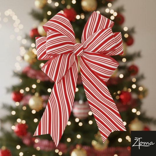 Candy Cane Stripes Red Bow Festive Christmas  Grosgrain Lint