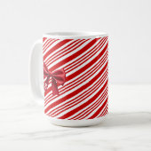 Candy Cane Stripes Red Bow Festive Christmas  Koffiemok (Voorkant links)
