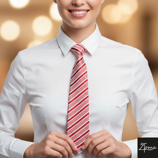 Candy Cane Stripes Red Bow Festive Christmas  Stropdas