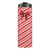 Candy Cane Stripes Red Bow Festive Christmas  Thermosbeker (Voorkant)