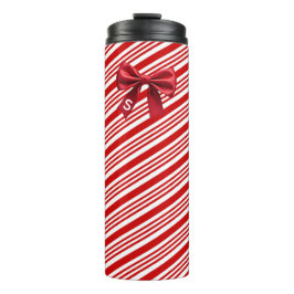 Candy Cane Stripes Red Bow Festive Christmas  Thermosbeker
