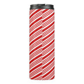 Candy Cane Stripes Red Bow Festive Christmas  Thermosbeker (Achterkant)