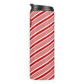Candy Cane Stripes Red Bow Festive Christmas  Thermosbeker (Geroteerd rechts)