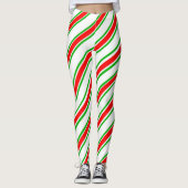 Candy Cane Stripes Red Green White Kerstmis Leggings (Voorkant)