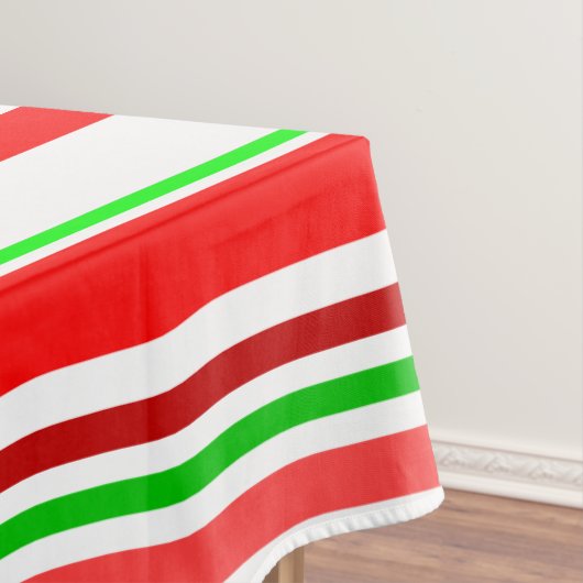 Candy Cane Stripes Red White Green Cheerful Bright Tafelkleed (Voorbeeld)