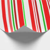 Candy Cane Stripes Red White Green Festive Cadeaupapier (Hoek)