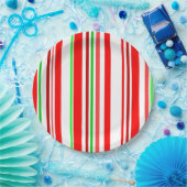 Candy Cane Stripes Red White Green Festive Papieren Bordje (Feest)