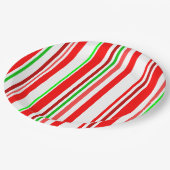 Candy Cane Stripes Red White Green Festive Papieren Bordje (Gekanteld)