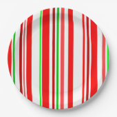 Candy Cane Stripes Red White Green Festive Papieren Bordje (Voorkant)