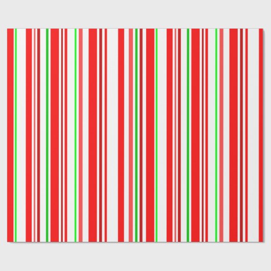 Candy Cane Stripes Red White Green Stripe Pattern Cadeaupapier (Vlak)