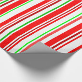 Candy Cane Stripes Red White Green Stripe Pattern Cadeaupapier (Hoek)