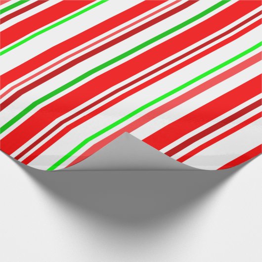 Candy Cane Stripes Red White Green Stripe Pattern Cadeaupapier (Hoek)
