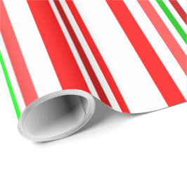 Candy Cane Stripes Red White Green Stripe Pattern Cadeaupapier