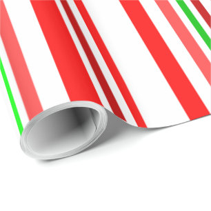 Candy Cane Stripes Red White Green Stripe Pattern Cadeaupapier