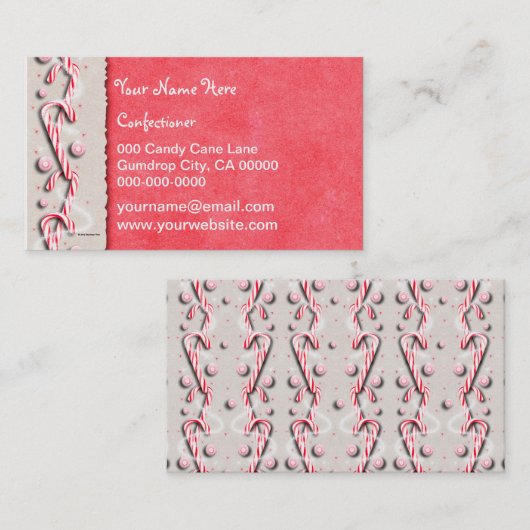 Candy Cane Stripes Red White Visitekaartje (Voorkant / Achterkant)