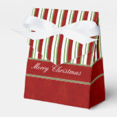 Candy Cane Stripes Rijk Rood en Bow Bedankdoosjes (Voorkant Zijde)