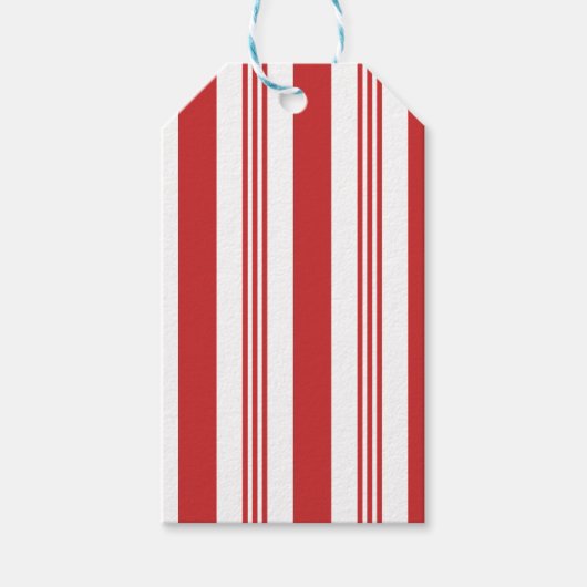 Candy Cane Stripes Rood en Wit Cadeaulabel (Voorkant)