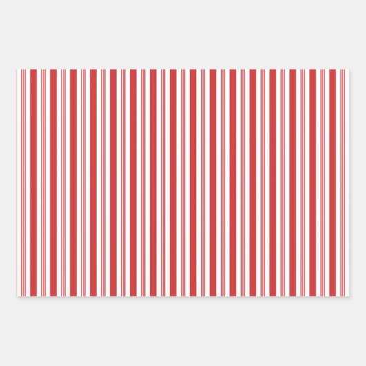 Candy Cane Stripes Rood en Wit Inpakpapier Vel (Voorkant 2)
