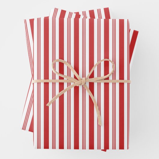 Candy Cane Stripes Rood en Wit Inpakpapier Vel (In situ)