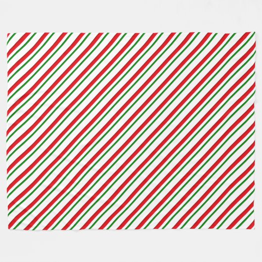 Candy Cane Stripes, rood, groen en wit Fleece Deken (Voorkant (Horizontaal))