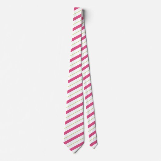 Candy Cane Stripes Roze & Groene Stropdas (Voorkant)