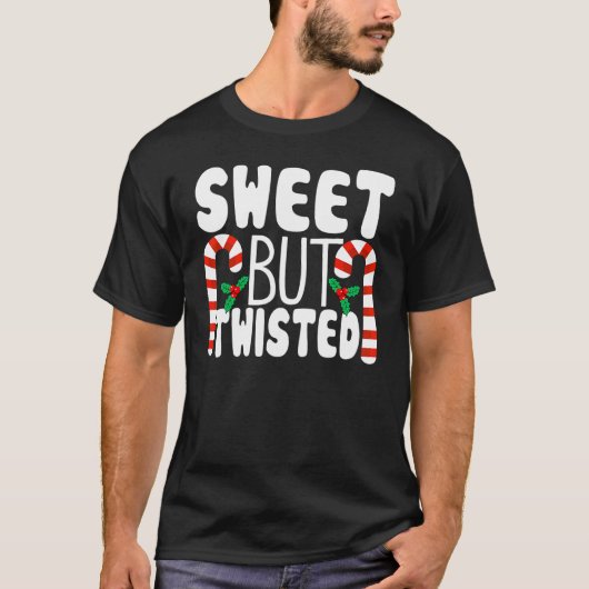 Candy Cane Sweet, maar twisted Kerstmis Pajama T-shirt (Voorkant)