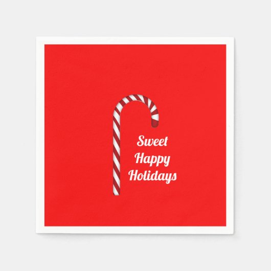 Candy Cane Sweet Prettige feestdagen Paper Napkin Servetten (Voorkant)