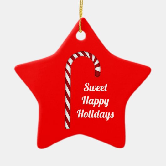 Candy Cane Sweet Prettige feestdagen Star Ornament (Voorkant)