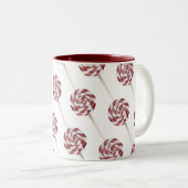 Candy Cane Swirl Lollipops Pattern Tweekleurige Koffiemok (Voorkant rechts)