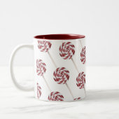 Candy Cane Swirl Lollipops Pattern Tweekleurige Koffiemok (Links)