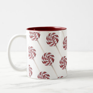 Candy Cane Swirl Lollipops Pattern Tweekleurige Koffiemok