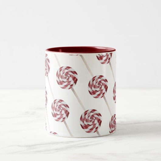 Candy Cane Swirl Lollipops Pattern Tweekleurige Koffiemok (Center)