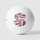 Candy Cane Swirl met naam Golfballen (Voorkant)